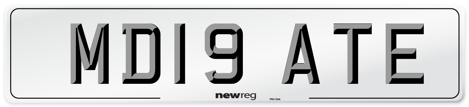 MD19 ATE Number Plate from New Reg